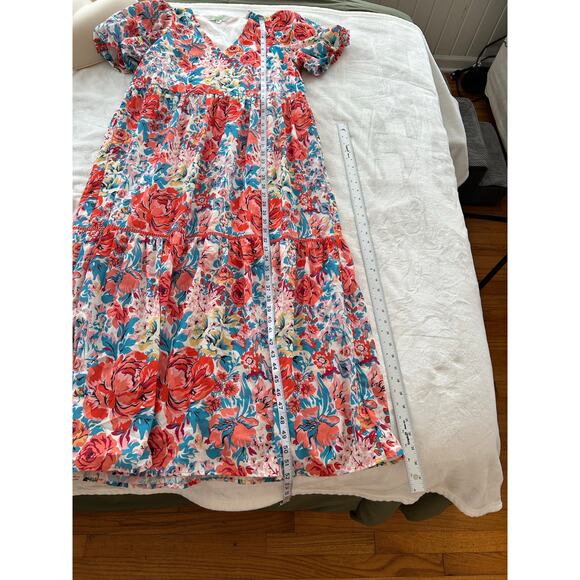 JADE MELODY TAM Beautiful Floral Maxi Dress Short Sleeve V-Neck Womens Medium XC - Picture 10 of 13